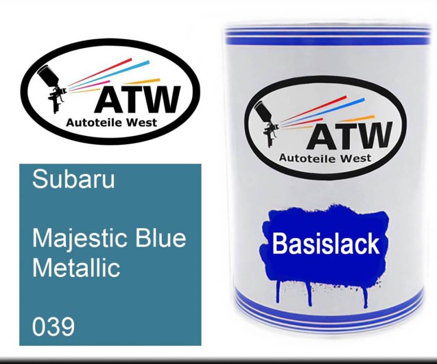 Subaru, Majestic Blue Metallic, 039: 500ml Lackdose, von ATW Autoteile West.